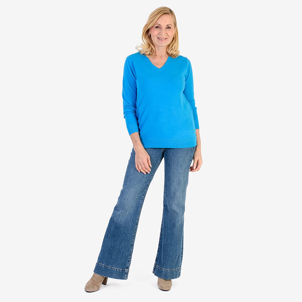 Pure &amp; Natural V-Neck Jumper (Size 14) - Turquoise 8267123 0