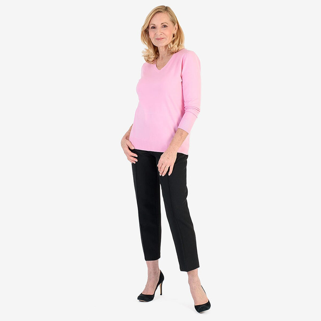 Pure & Natural V-Neck Jumper (Size 20) - Light Pink