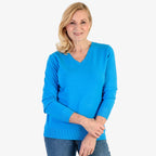 Pure & Natural V-Neck Jumper (Size 20) - Turquoise