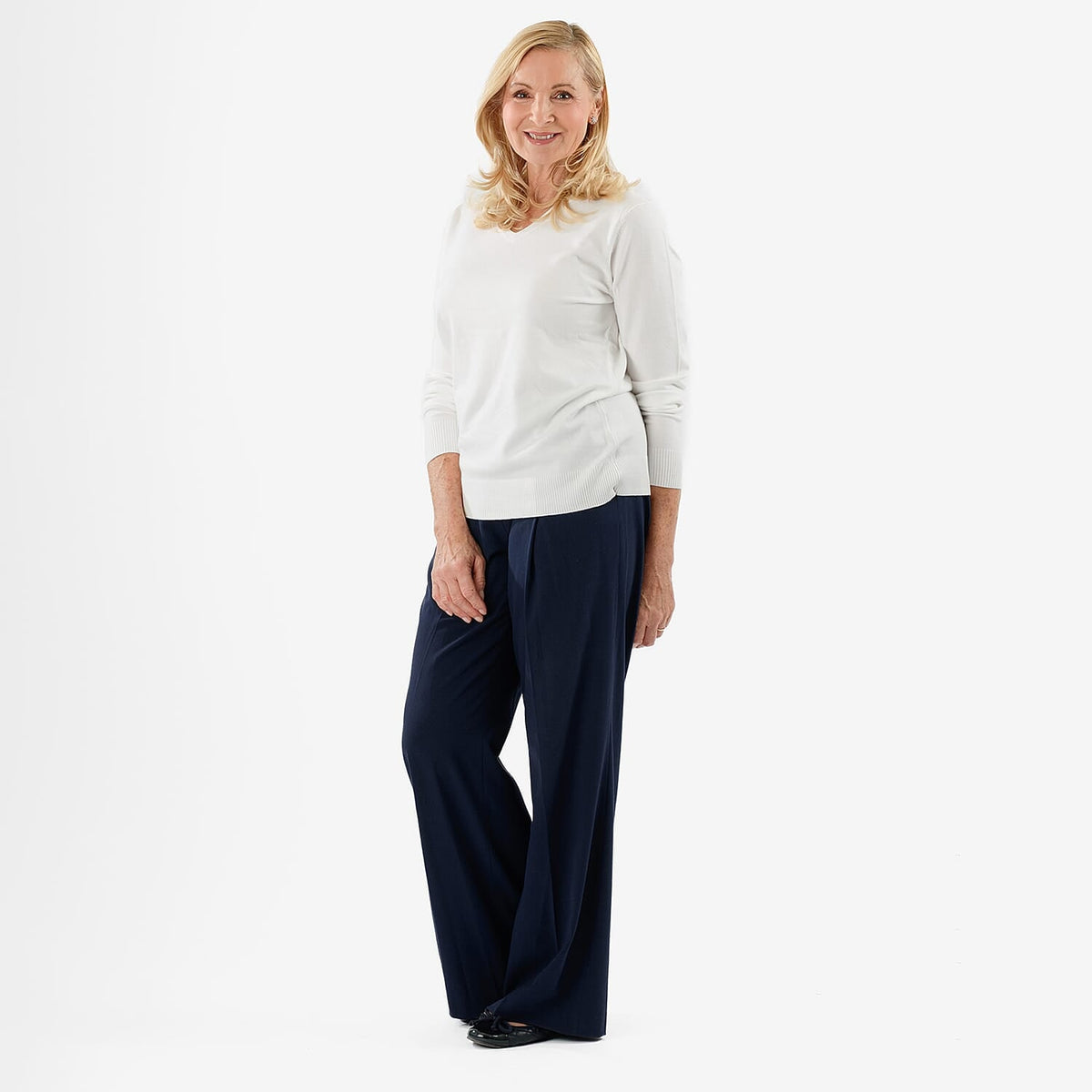 Pure &amp; Natural V-Neck Jumper (Size 20) - White V32521658 2