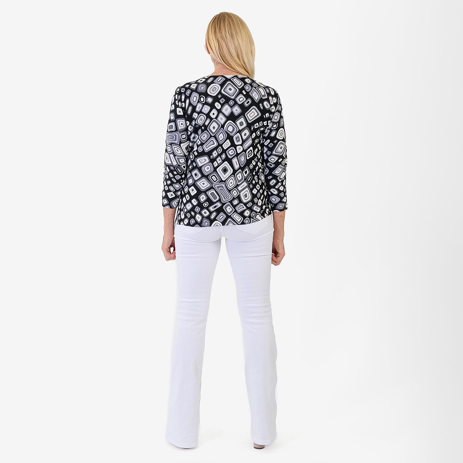 Pure &amp; Natural Viscose Round Neck Top (Size 14-16) - Black, Grey &amp; White 8273120 2