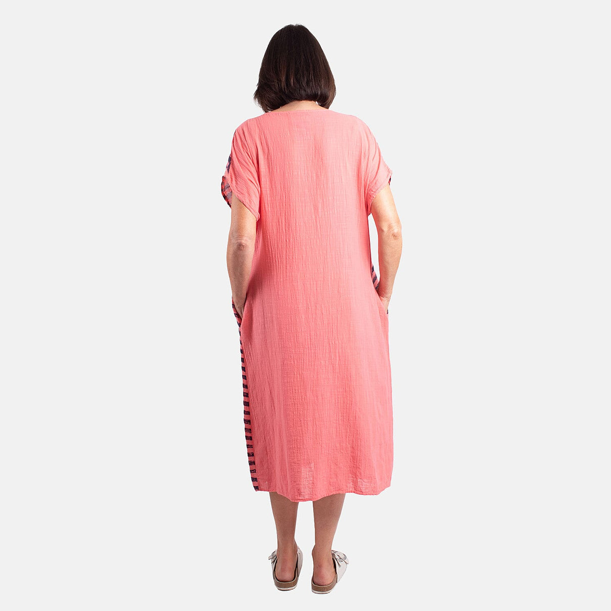 Pure and Natural 100% Cotton Woven Dress (One Size, 8-16) - Peach 7823543 2