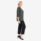 Pure and Natural 50% Cotton Blend Embroidered Blouse (Made in italy, Size Upto 16) - Green