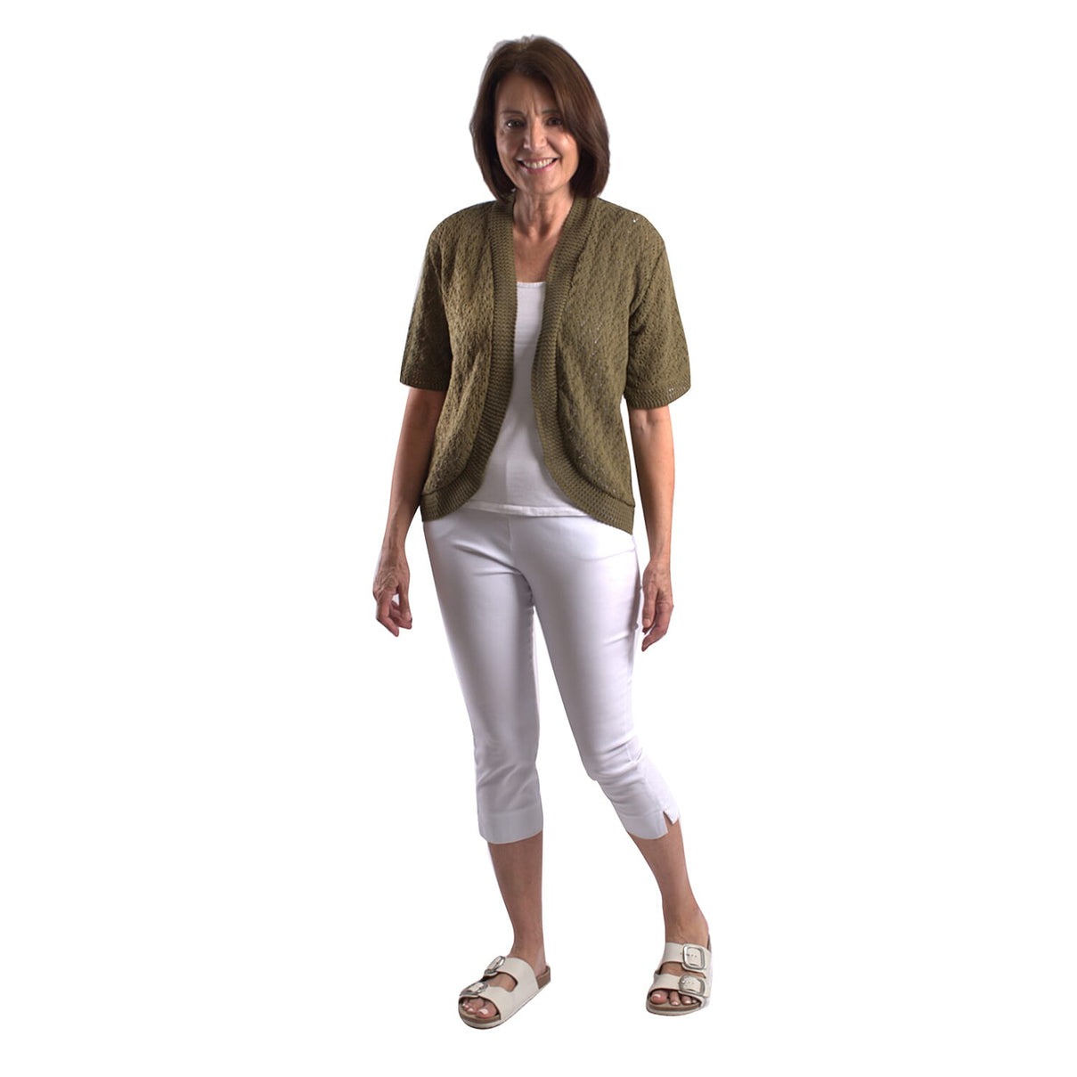 Pure and Natural Cotton Blend Summer Bolero (Size L-XL) - Khaki 7810719 0