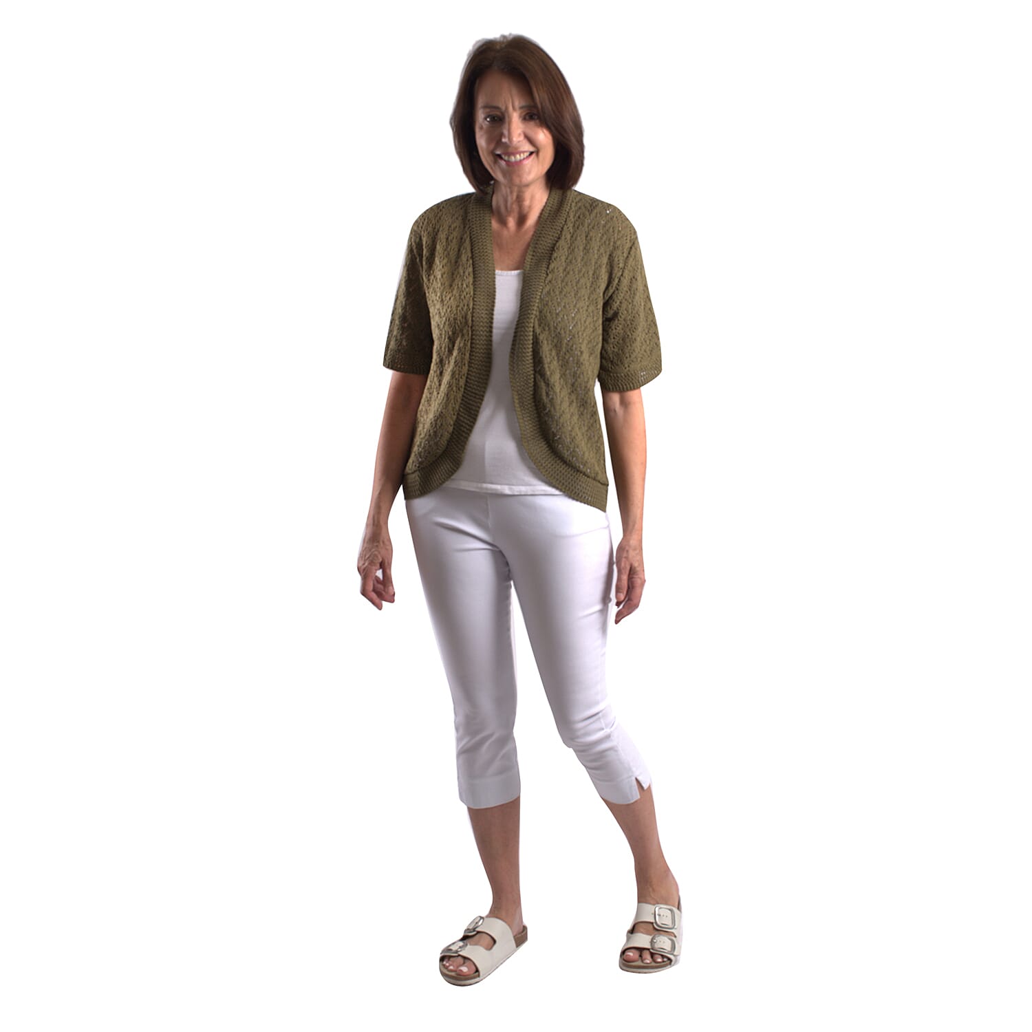 Pure and Natural Cotton Blend Summer Bolero (Size L-XL) - Khaki 7810719 0