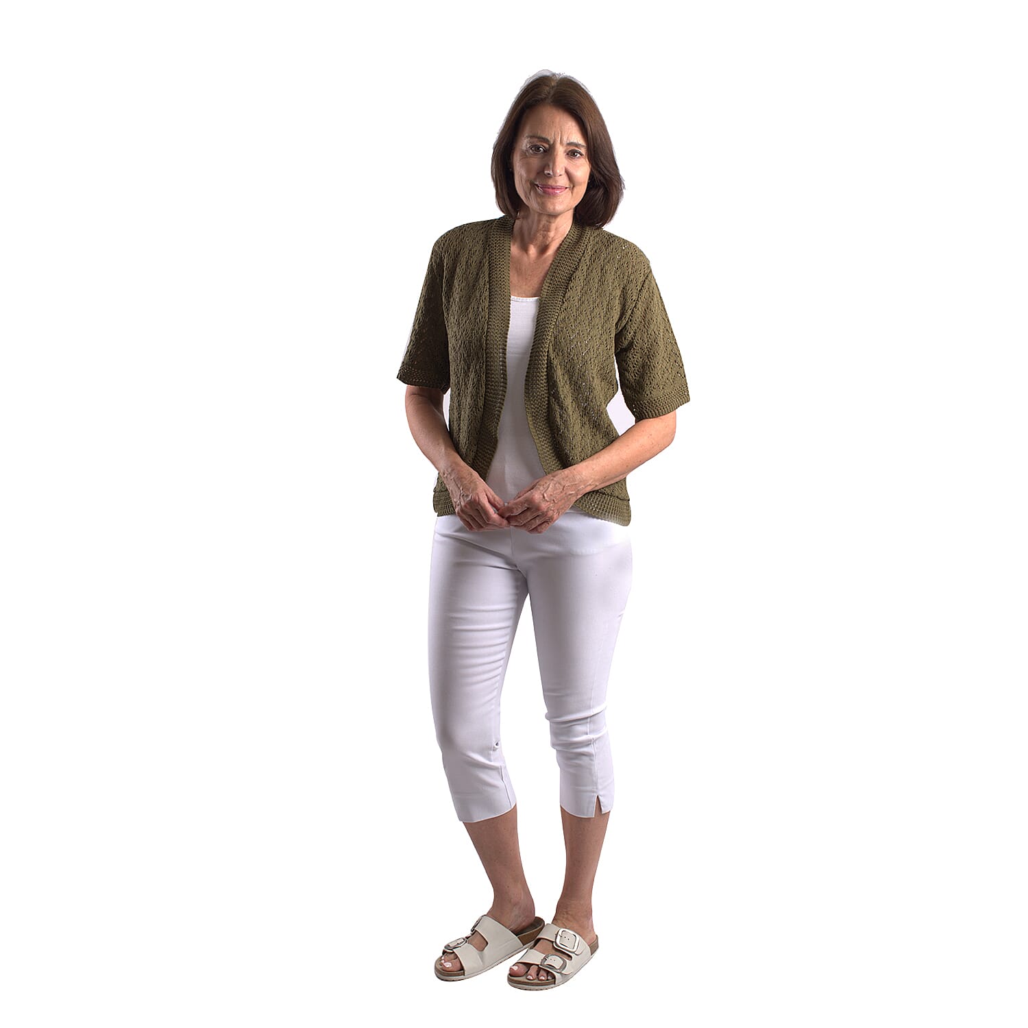 Pure and Natural Cotton Blend Summer Bolero (Size L-XL) - Khaki 7810719 1