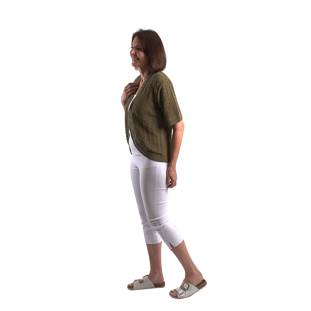 Pure and Natural Cotton Blend Summer Bolero (Size L-XL) - Khaki 7810719 2