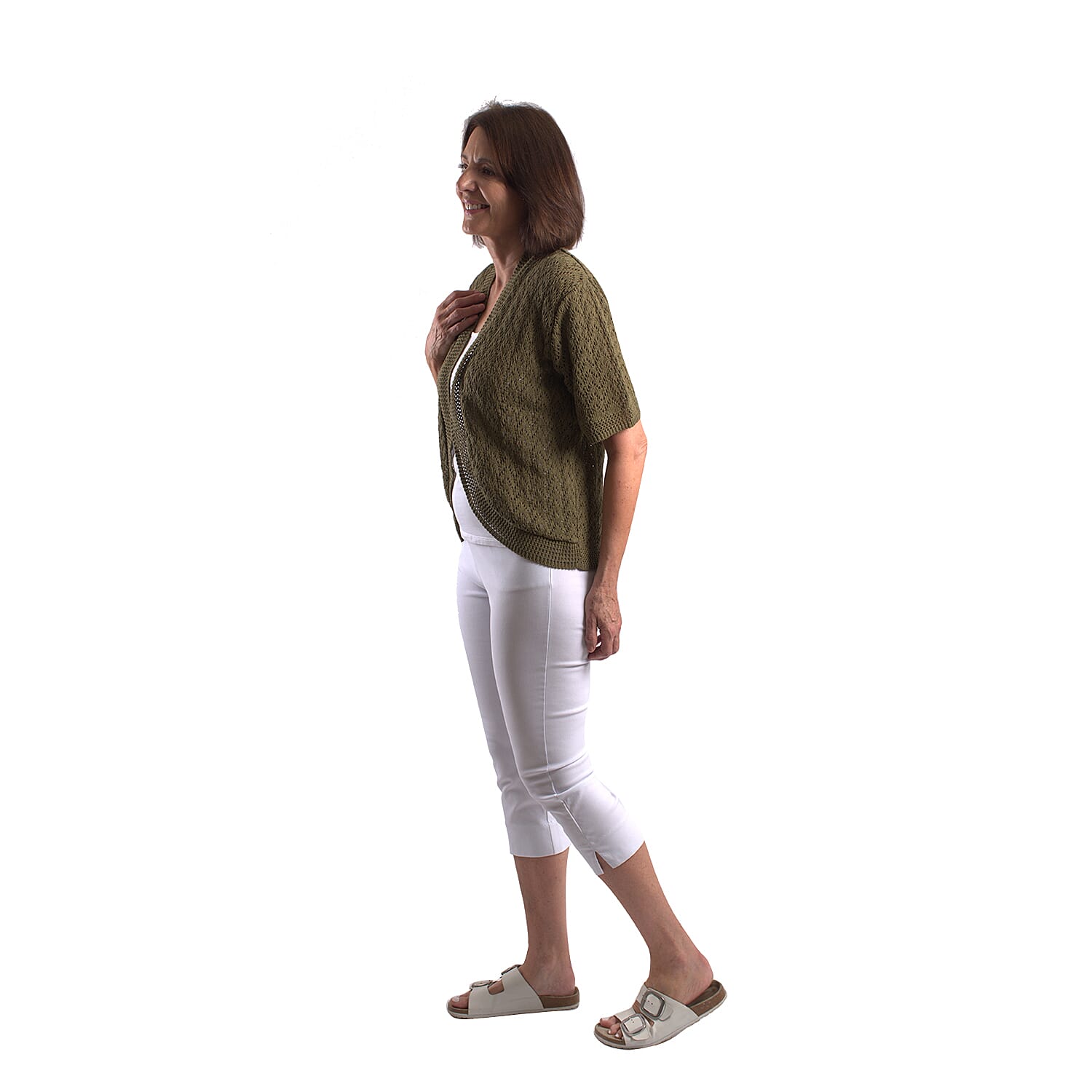 Pure and Natural Cotton Blend Summer Bolero (Size L-XL) - Khaki 7810719 2
