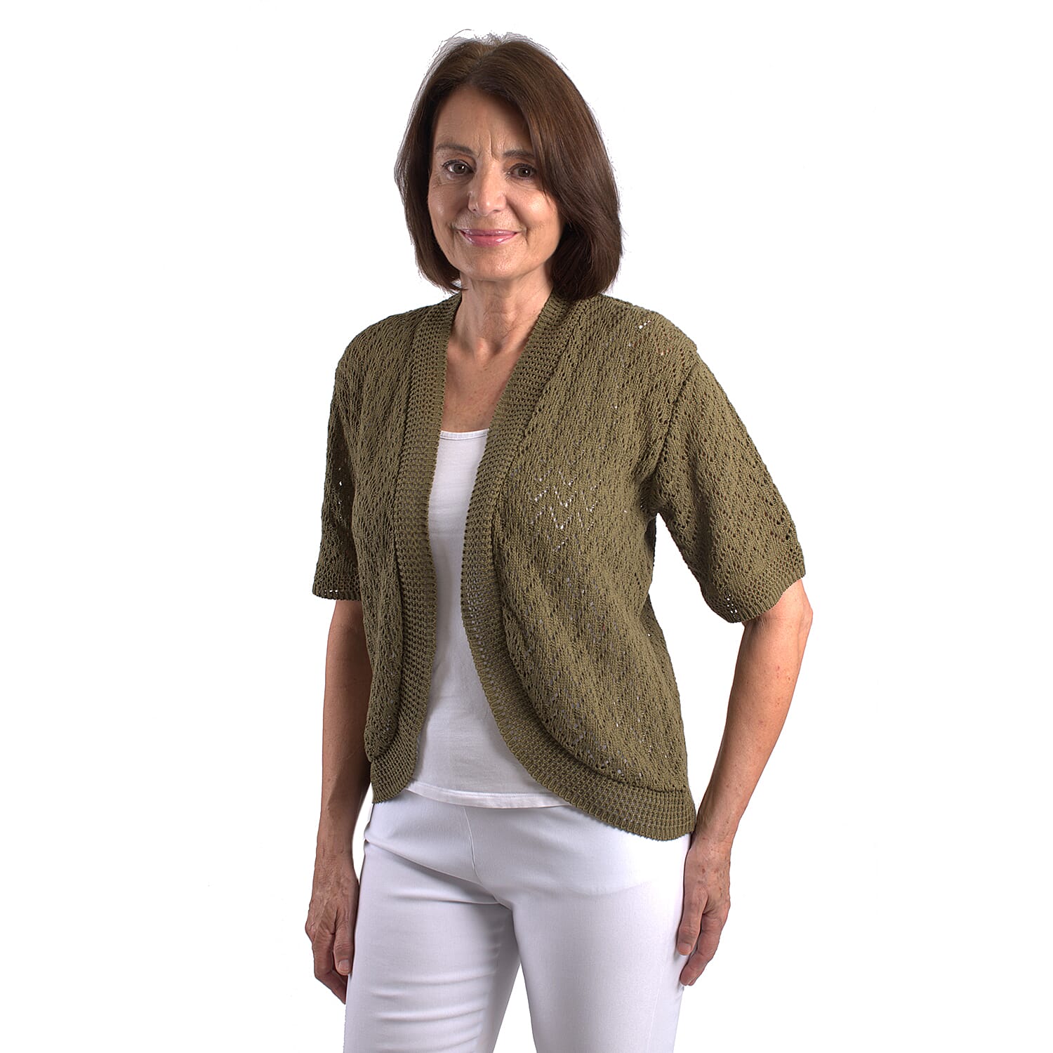 Pure and Natural Cotton Blend Summer Bolero (Size L-XL) - Khaki 7810719 4