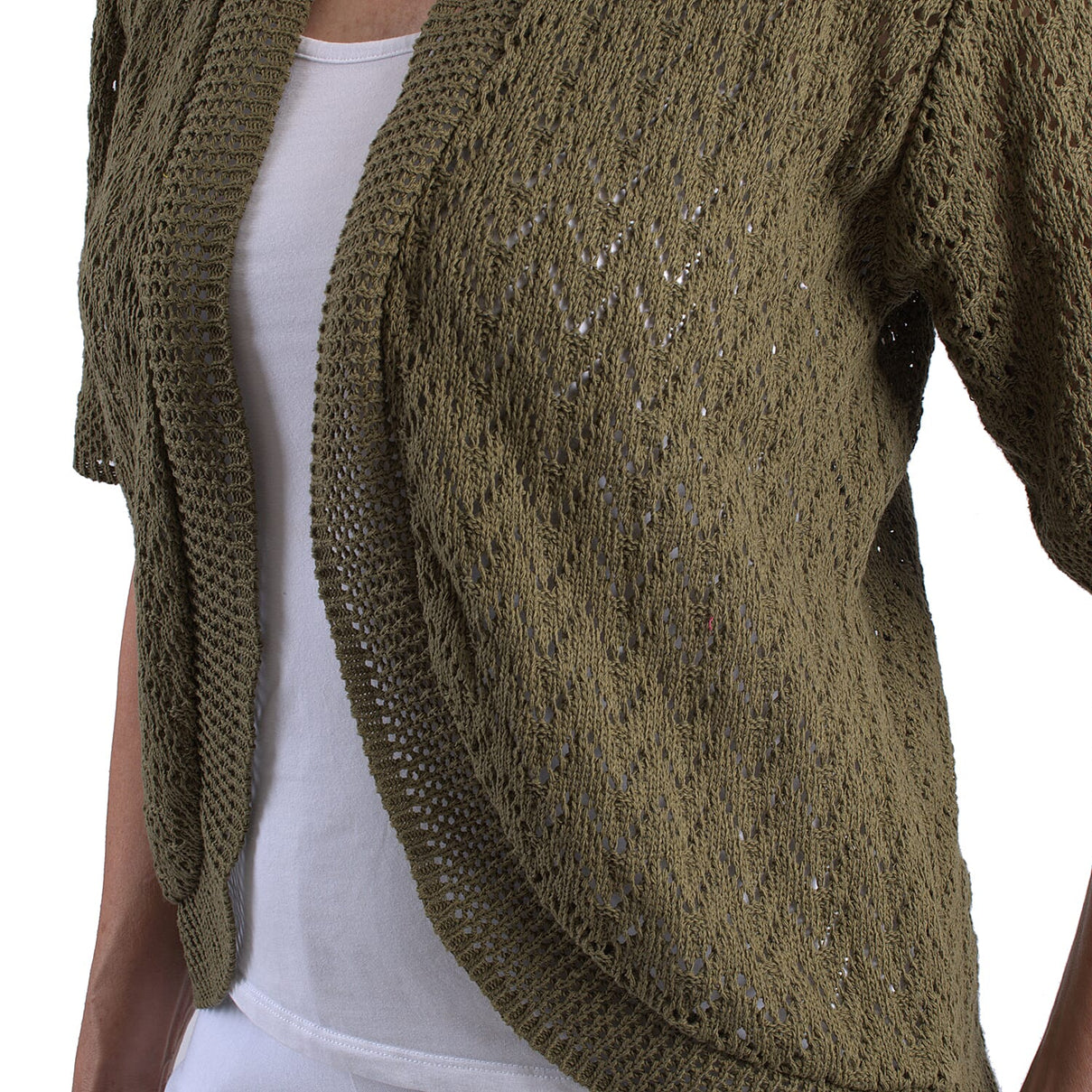 Pure and Natural Cotton Blend Summer Bolero (Size L-XL) - Khaki 7810719 5
