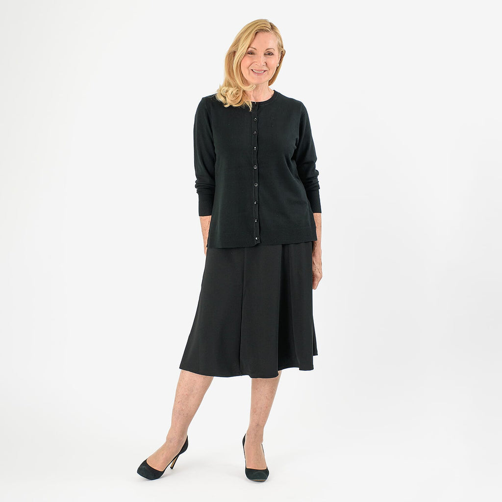 Pure And Natural Crew Neck Cardigans (Size 10) - Black