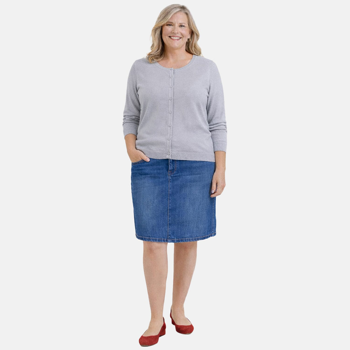 Pure And Natural Crew Neck Cardigans (Size 12) - Grey V32552878 0