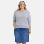 Pure and Natural Crew Neck Cardigan (Size 12) - Grey