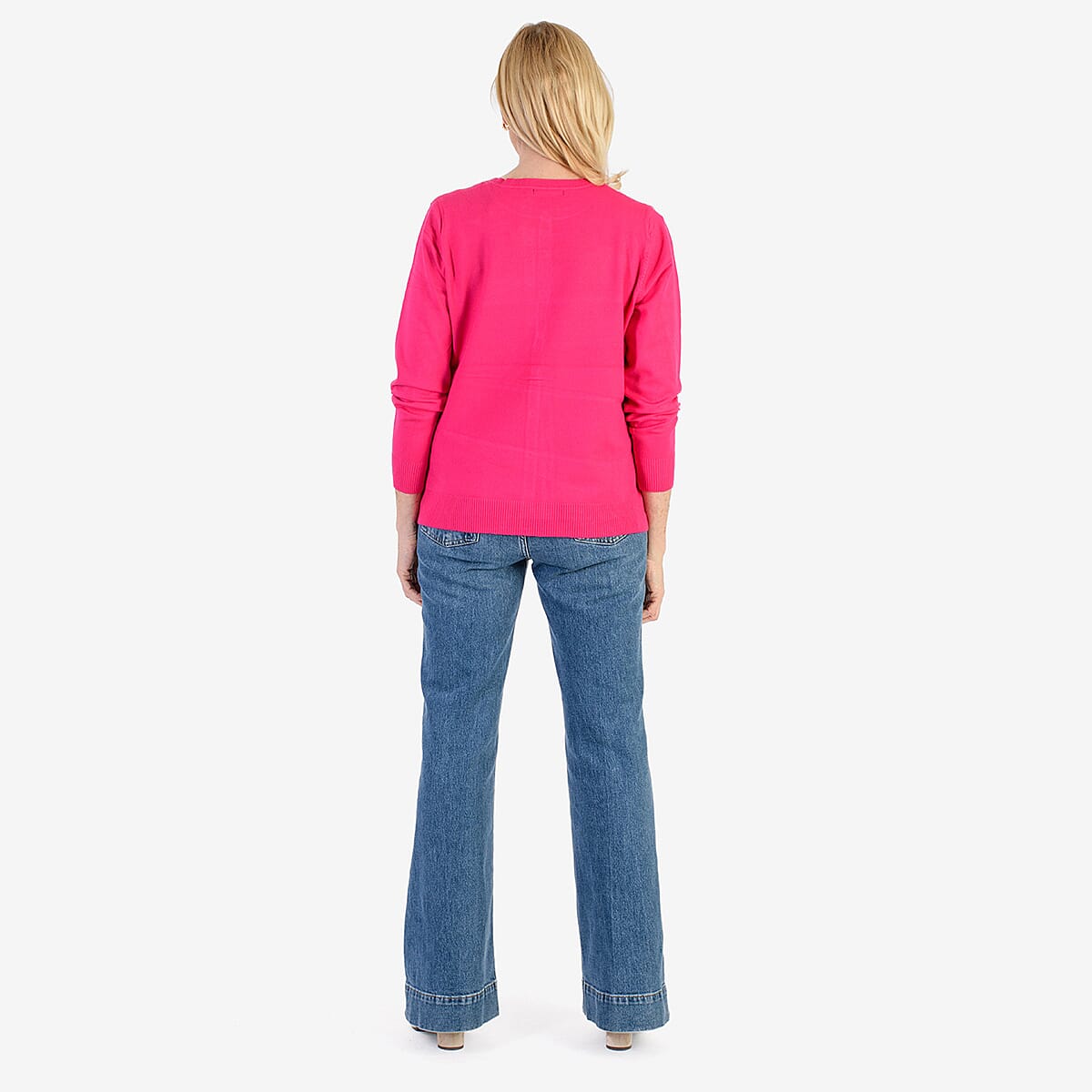 Pure and Natural Crew Neck Cardigan (Size 16) - Fuchsia 8094272 2