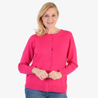Pure and Natural Crew Neck Cardigan (Size 16) - Fuchsia