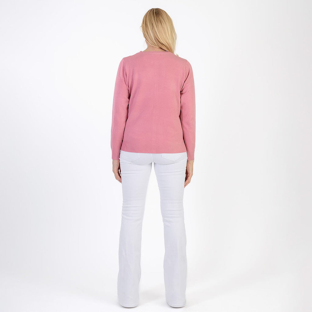 Pure and Natural Crew Neck Cardigan (Size 20) - Dusty Pink