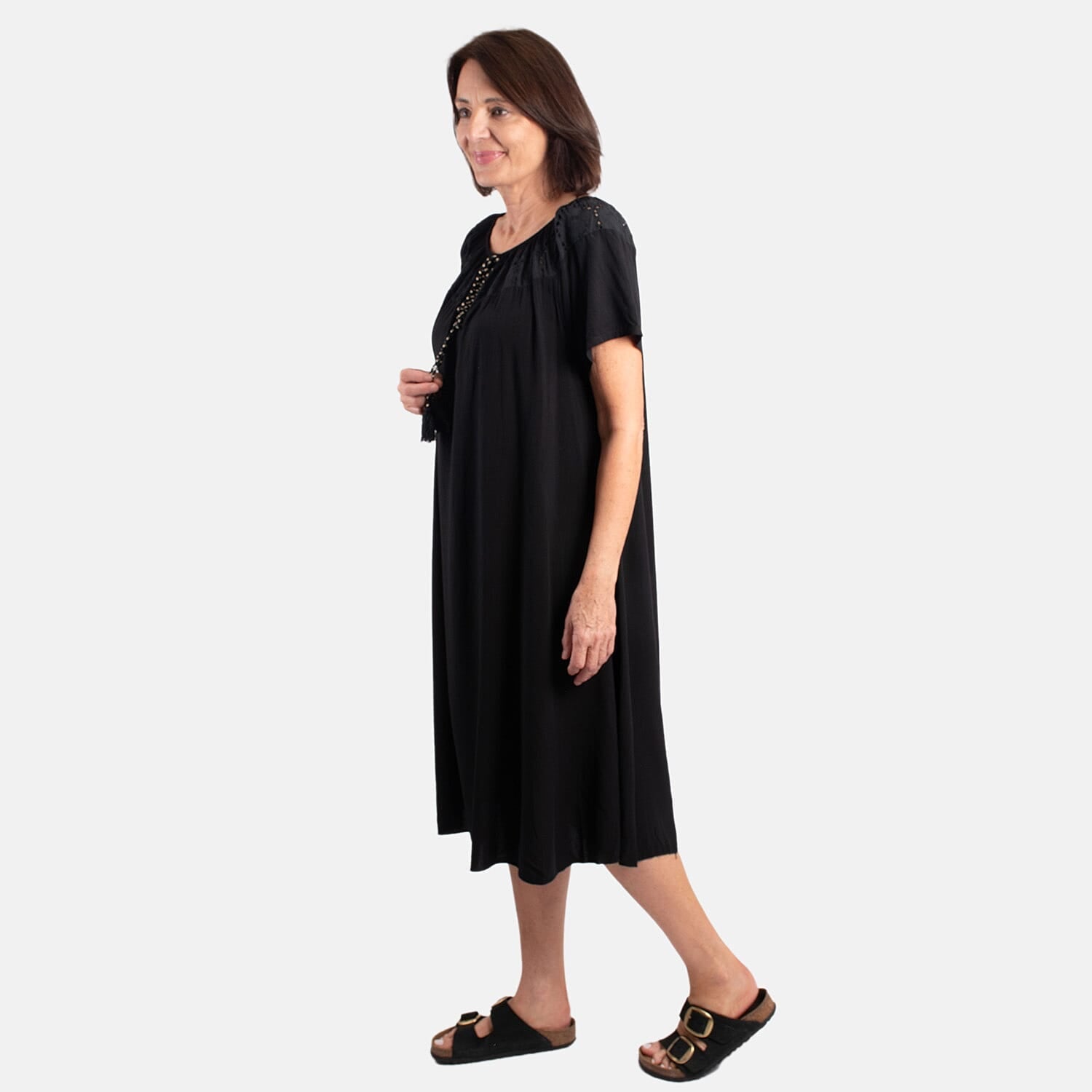 Pure and Nature Woven Tie Front Midi Dress V32525678 1