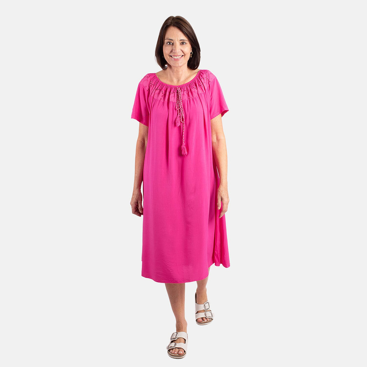 Pure and Nature Woven Tie Front Midi Dress 7823538 0