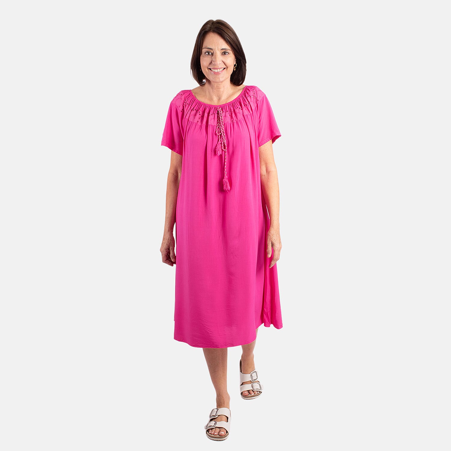 Pure and Nature Woven Tie Front Midi Dress 7823538 0