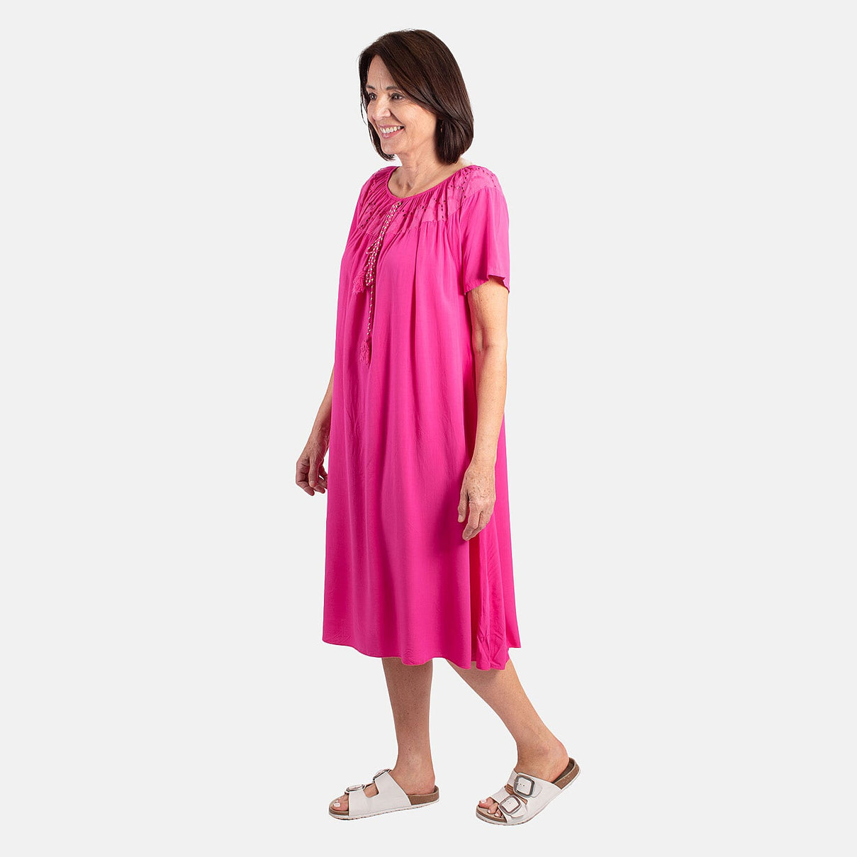 Pure and Nature Woven Tie Front Midi Dress 7823538 1