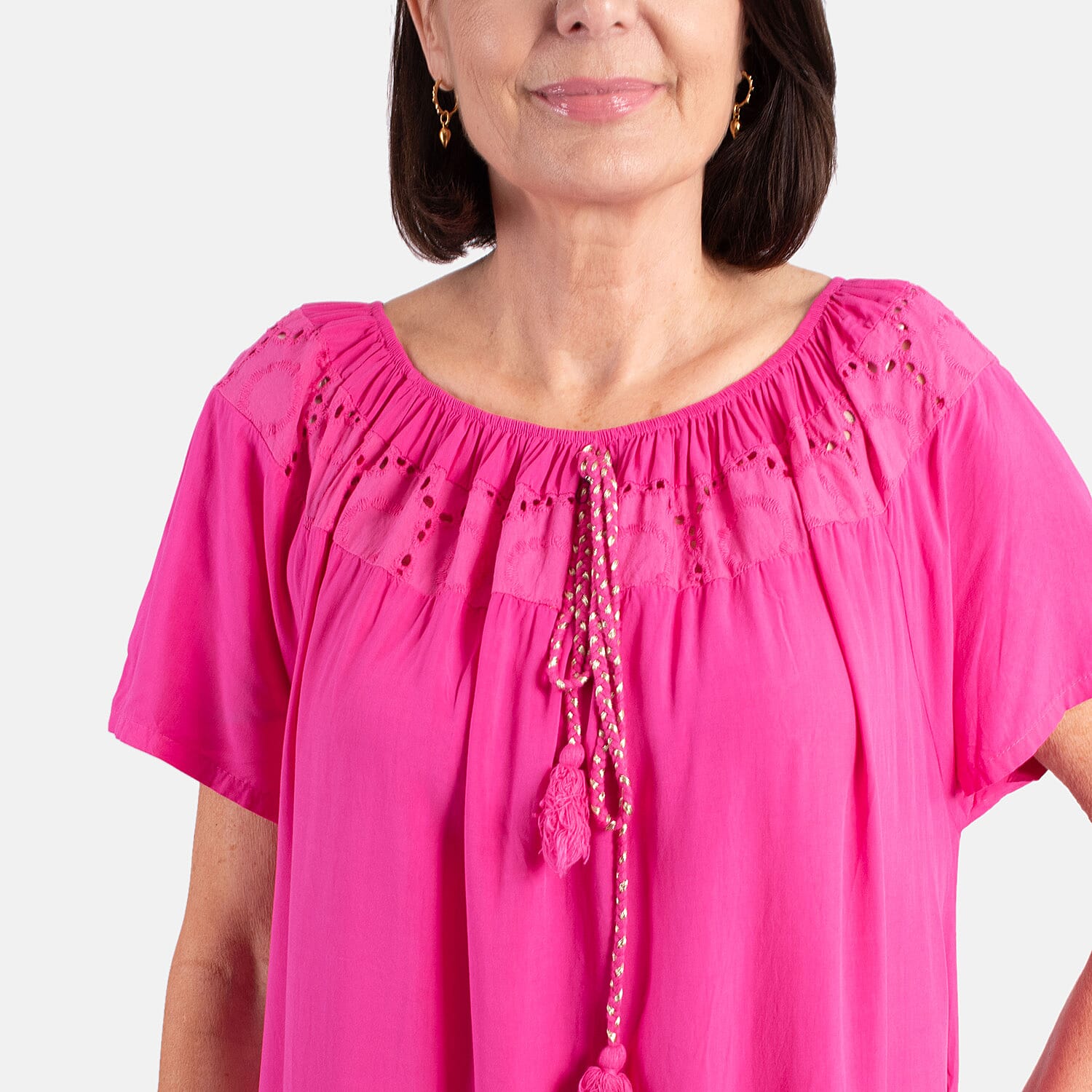 Pure and Nature Woven Tie Front Midi Dress 7823538 3