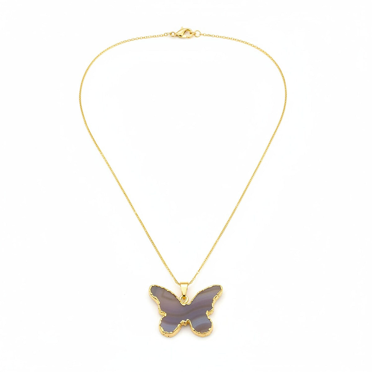 Purple Agate Butterfly Pendant in Yellow Gold Plated 10.00 Ct. V32535258 0
