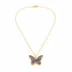 Purple Agate Butterfly Pendant in Yellow Gold Plated 10.00 Ct.