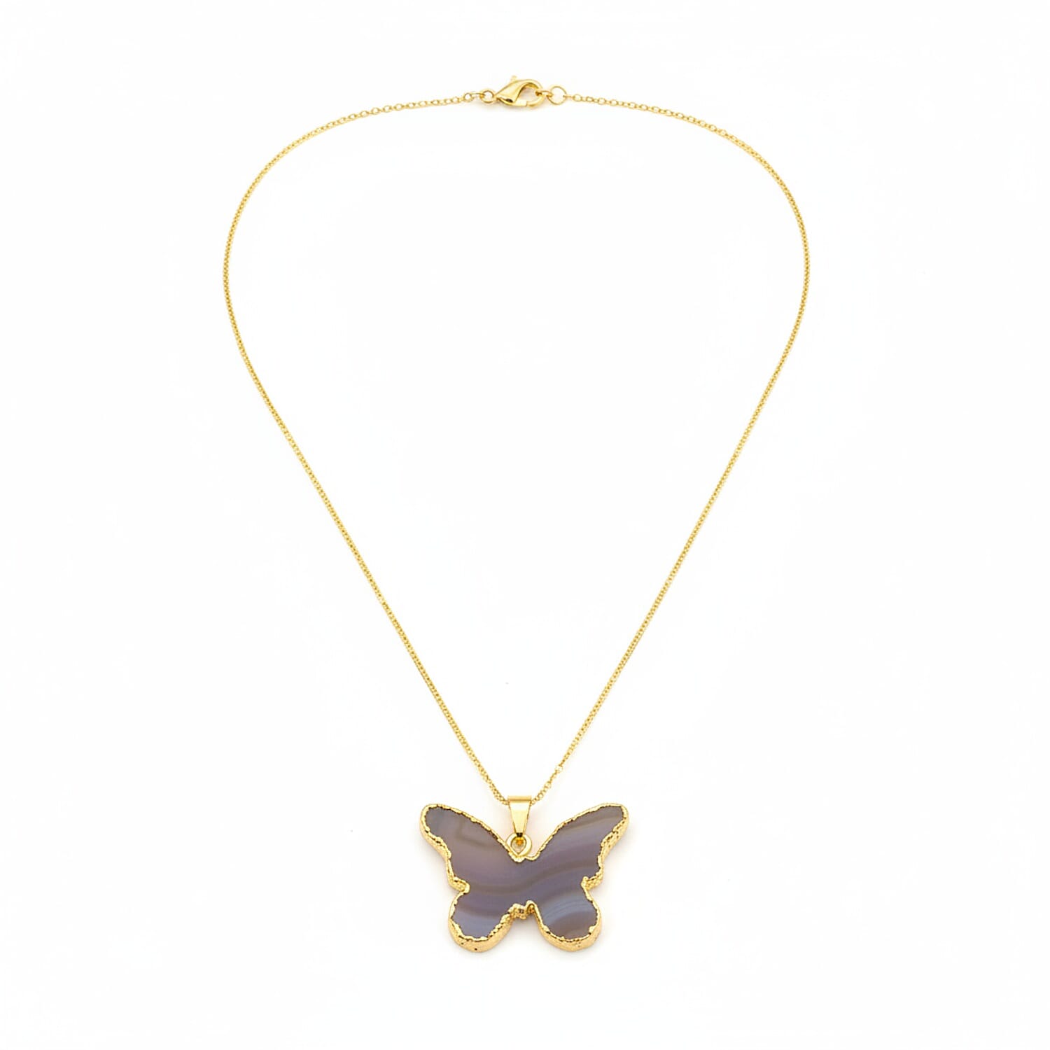 Purple Agate Butterfly Pendant in Yellow Gold Plated 10.00 Ct. V32535258 0