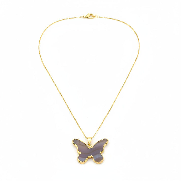 Purple Agate Butterfly Pendant in Yellow Gold Plated 10.00 Ct. 8281365 1