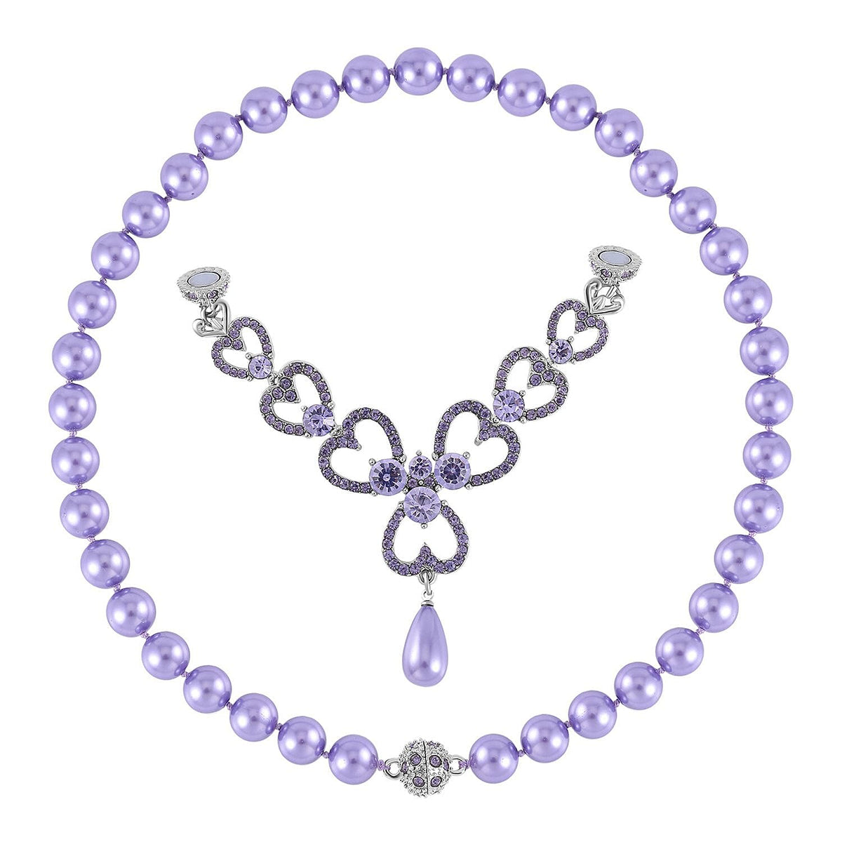 Purple Austrian Crystal and Pink Shell Pearl Necklace (Size - 23) 7280401 0