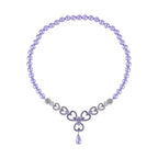 Purple Austrian Crystal and Pink Shell Pearl Necklace (Size - 23)