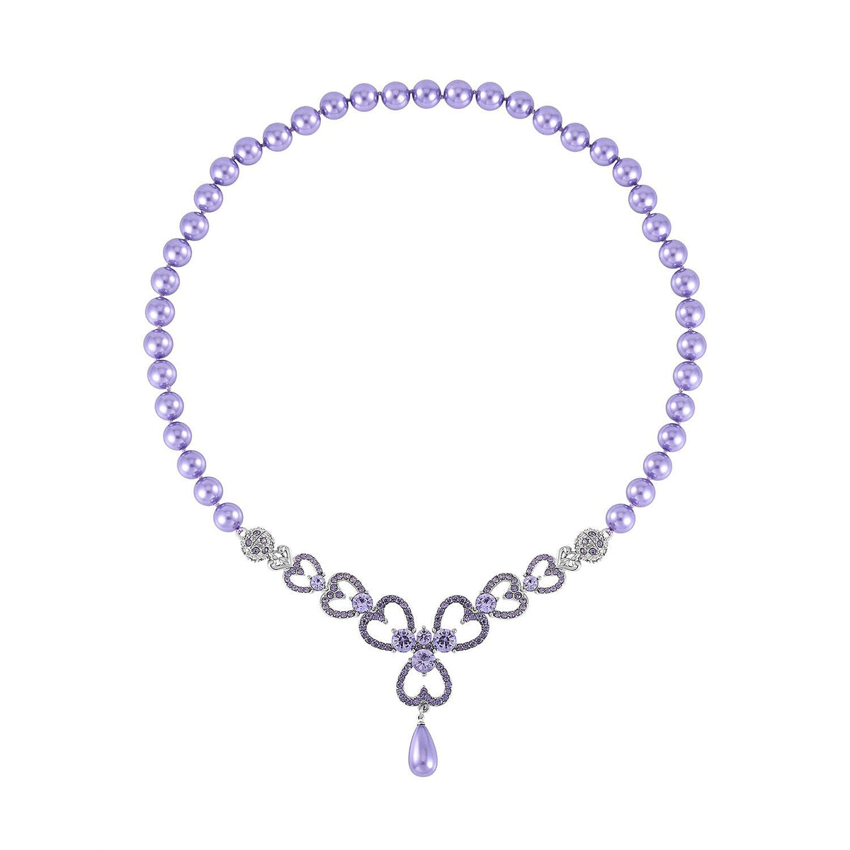 Purple Austrian Crystal and Pink Shell Pearl Necklace (Size - 23) 7280401 2