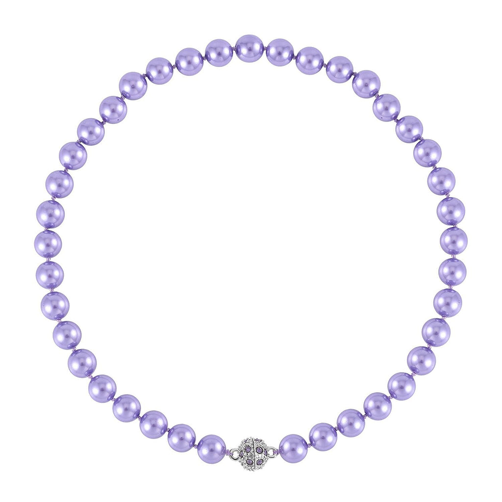 Purple Austrian Crystal and Pink Shell Pearl Necklace (Size - 23)