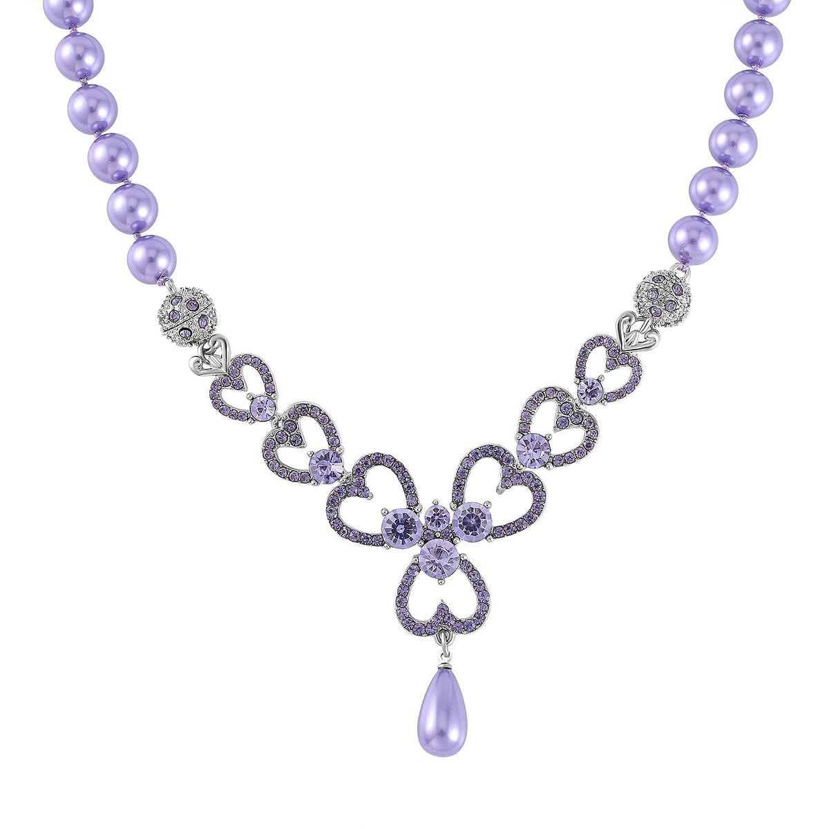 Purple Austrian Crystal and Pink Shell Pearl Necklace (Size - 23) 7280401 4