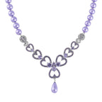 Purple Austrian Crystal and Pink Shell Pearl Necklace (Size - 23)