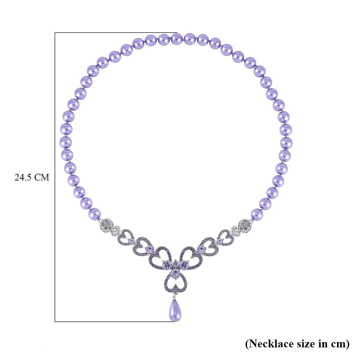 Purple Austrian Crystal and Pink Shell Pearl Necklace (Size - 23) 7280401 5