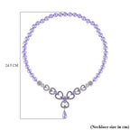 Purple Austrian Crystal and Pink Shell Pearl Necklace (Size - 23)