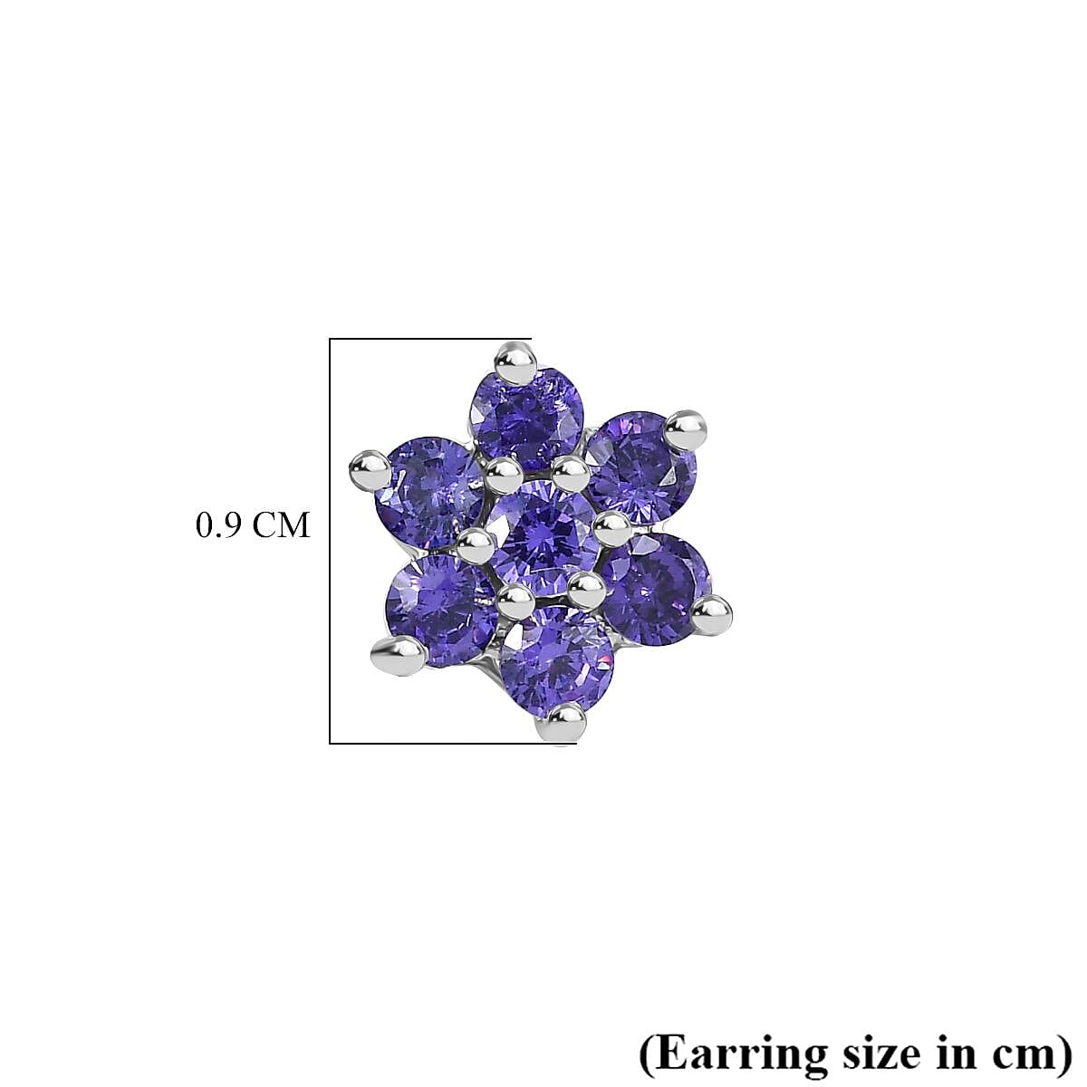 Purple Cubic Zirconia  Cluster Earring in rhodium Sterling Silver 1.26 ct  1.736  Ct. 7966385 5
