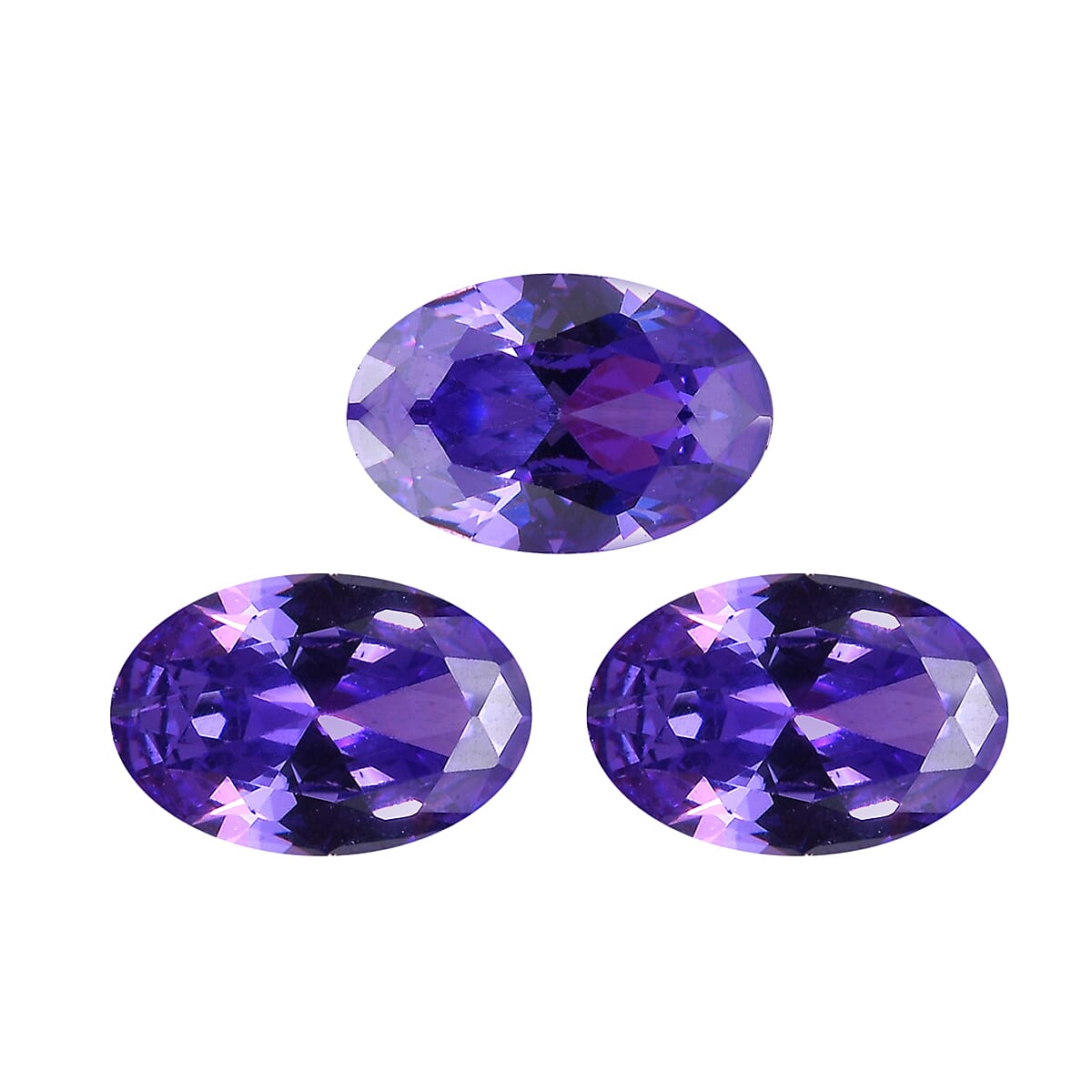 Set of 3 Purple Cubic Zirconia Loose Gemstones in Oval Shape  1.99 Ct. (6x4mm) 8068504 0