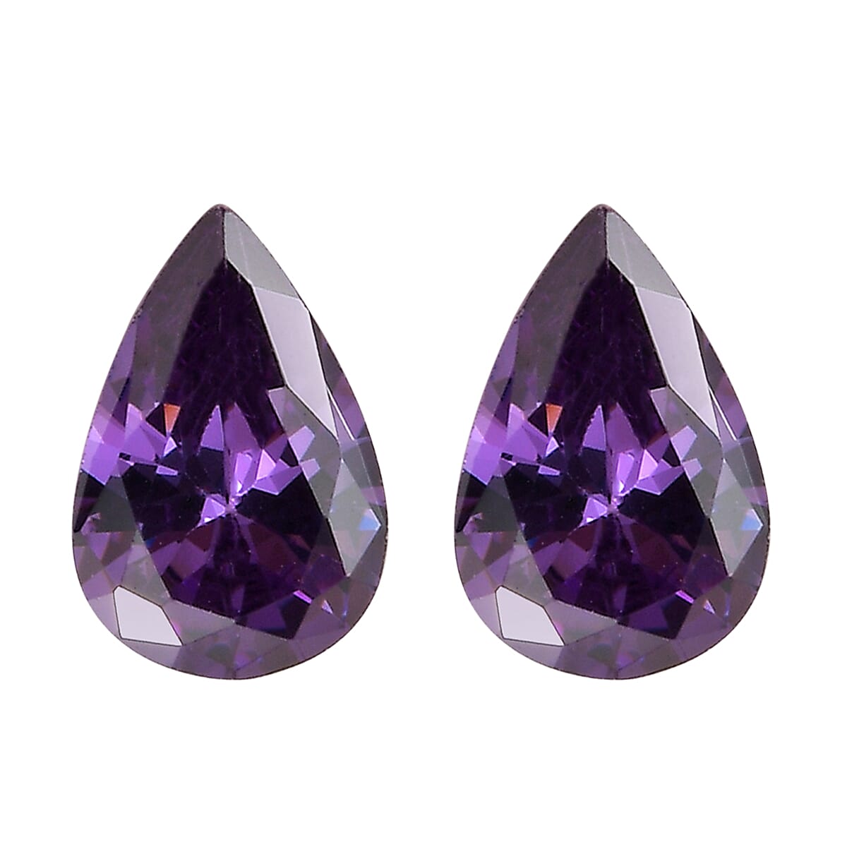 Set of 2 Purple Cubic Zirconia Loose Gemstones in Pear Shape 1.15 Ct. (6x4 mm) 8068507 0