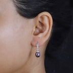 Purple Fresh Water Pearl  Fancy Earring  Sterling Silver 3.00 ct  7.720  Ct.