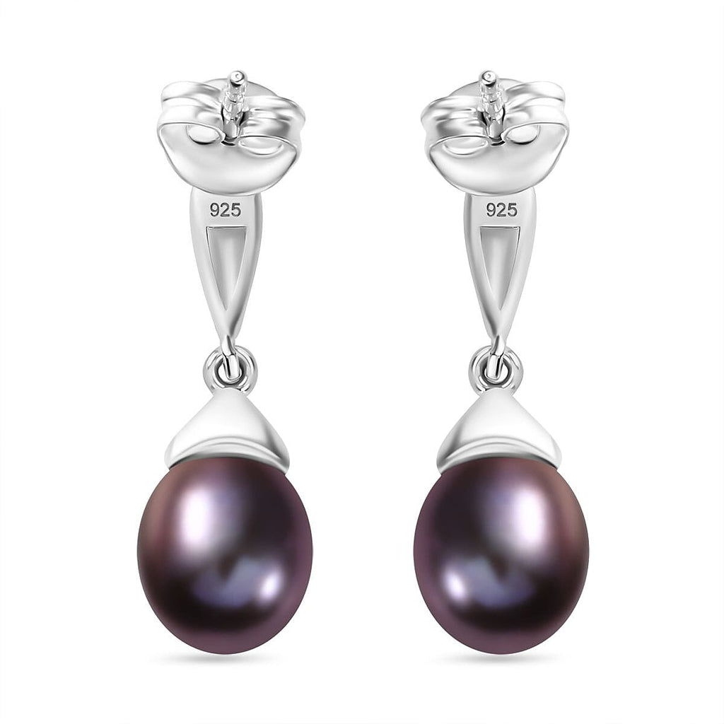 Purple Fresh Water Pearl  Fancy Earring  Sterling Silver 3.00 ct  7.720  Ct.