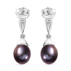 Purple Fresh Water Pearl  Fancy Earring  Sterling Silver 3.00 ct  7.720  Ct.