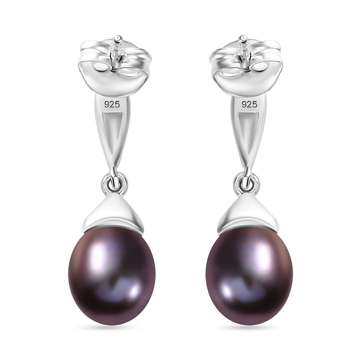 Purple Fresh Water Pearl Fancy Earrings in Sterling Silver 7.720  Ct. 7846595 5