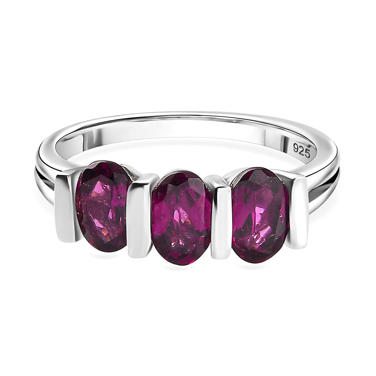 Rare Natural EMBER Garnet Ring in Rhodium Overlay Sterling Silver 1.80 ct 7817087 0