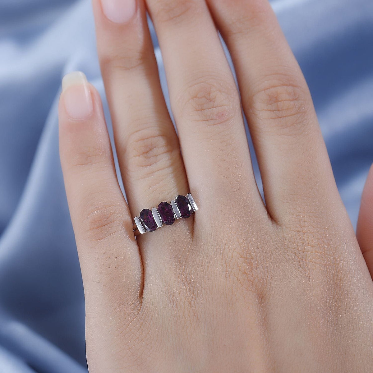 Rare Natural EMBER Garnet Ring in Rhodium Overlay Sterling Silver 1.80 ct 7817087 2