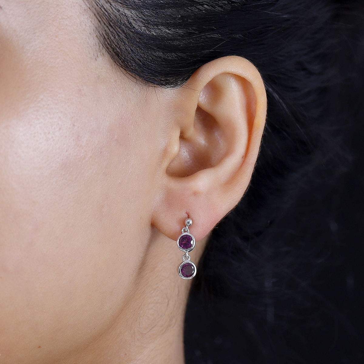 Tony Diniz Collection - Natural Ember Garnet Dangling Earrings in Rhodium Overlay Sterling Silver 7813113 3