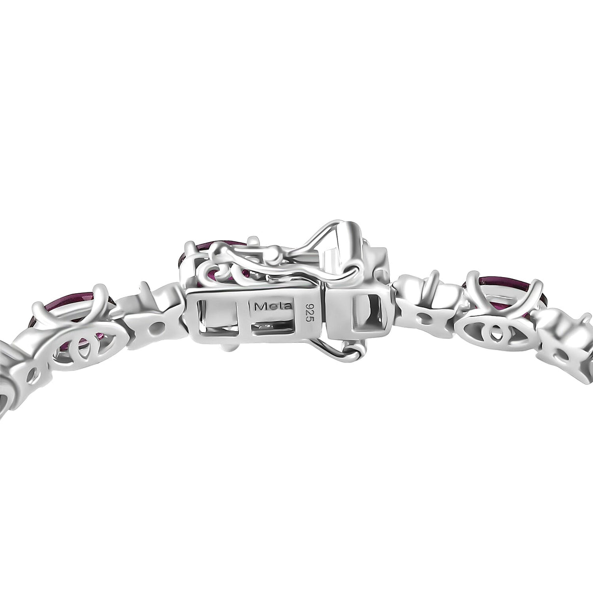 Natural Ember Garnet &amp; Natural Zircon Tennis Bracelet (Size - 7.5) in Rhodium Overlay Sterling Silver 12.35 ct, 7845861 4