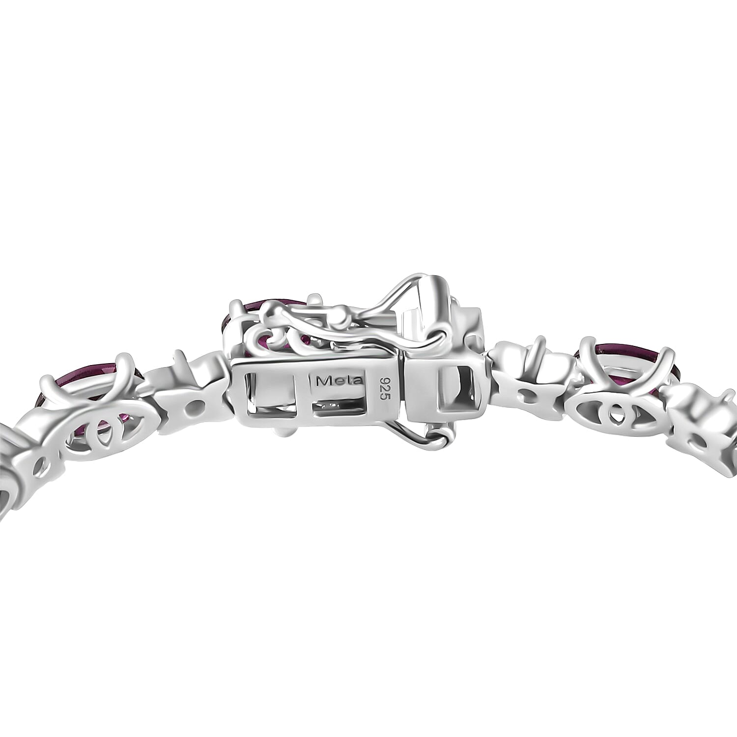 Natural Ember Garnet &amp; Natural Zircon Tennis Bracelet (Size - 7.5) in Rhodium Overlay Sterling Silver 12.35 ct, 7845861 4