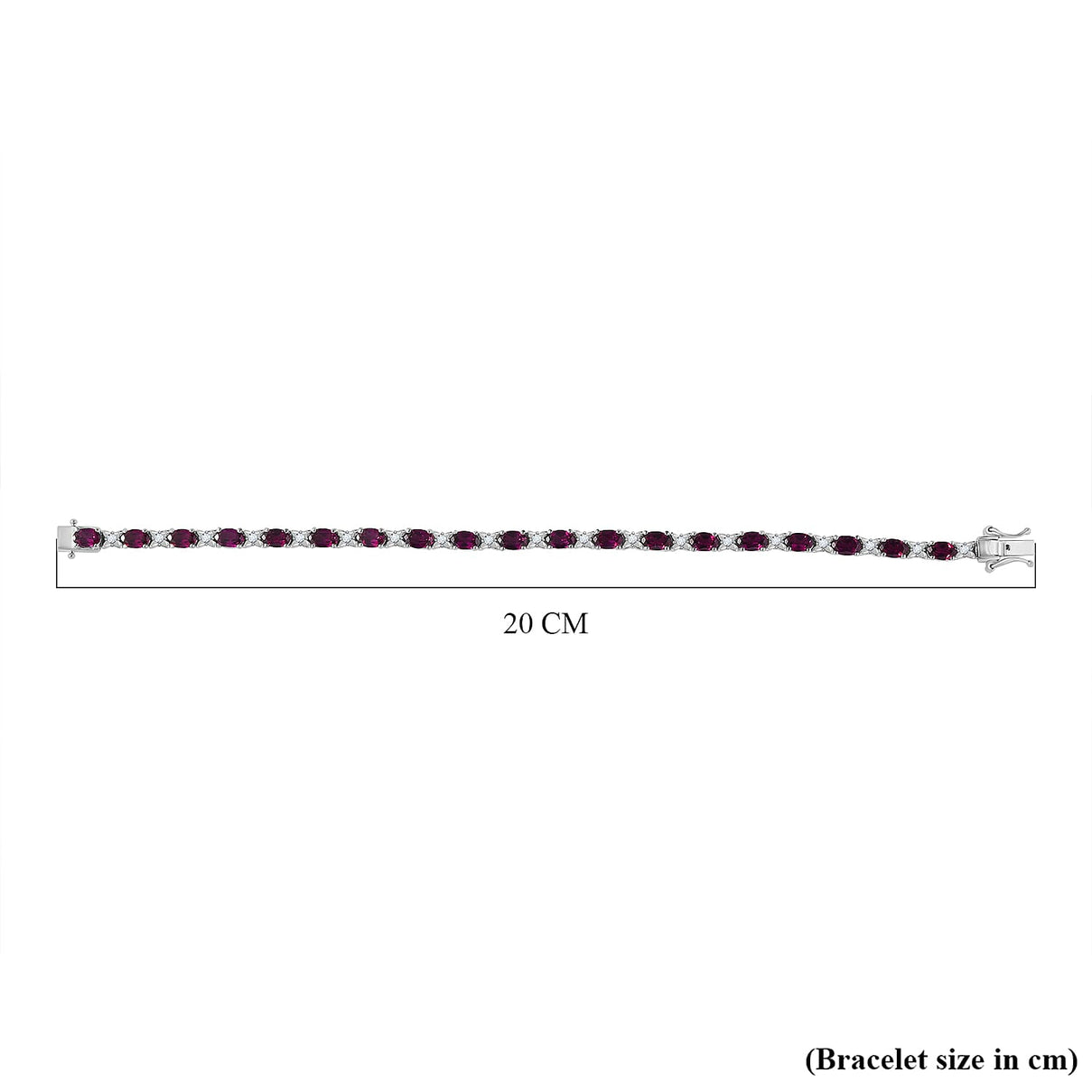 Natural Ember Garnet &amp; Natural Zircon Tennis Bracelet (Size - 7.5) in Rhodium Overlay Sterling Silver 12.35 ct, 7845861 5